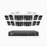 HDCK680 - Kit de surveillance PoE à 16 canaux avec 8*4K caméras et 4*6MP double objectif caméras (ultra grand angle 180°), Détection Personne-Véhicule, Microphone intégré