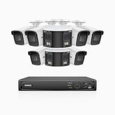 HDCK680 - Kit de surveillance PoE à 8 canaux avec 6*4K caméras et 2*6MP double objectif caméras (ultra grand angle 180°), Détection Personne-Véhicule, Microphone intégré