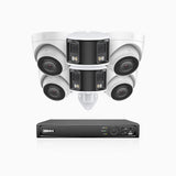 HDCK680 - Kit de surveillance PoE à 8 canaux avec 4*4K caméras et 2*6MP double objectif caméras (ultra grand angle 180°), Détection Personne-Véhicule, Microphone intégré