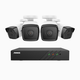 H500 - Kit de surveillance PoE 5MP à 8 canaux avec 4 caméras, Microphone intégré, Vision nocturne Infrarouge 2.0, RTSP et ONVIF pris en charge, Fonctionne avec Alexa