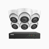 H500 - Kit de surveillance PoE 5MP à 8 canaux avec 6 caméras, Vision nocturne Infrarouge 2.0, Microphone intégré, RTSP et ONVIF pris en charge, Fonctionne avec Alexa