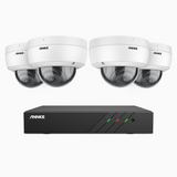 H500 - Kit de surveillance PoE 5MP à 8 canaux avec 4 caméras, Microphone intégré, Vision nocturne Infrarouge 2.0, RTSP et ONVIF pris en charge, Fonctionne avec Alexa