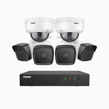 H500 - Kit de surveillance PoE 5MP à 8 canaux avec 4 caméras bullet et 2 caméras dome, Vision nocturne Infrarouge 2.0, Microphone intégré, RTSP et ONVIF pris en charge, Fonctionne avec Alexa