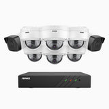 H500 - Kit de surveillance PoE 5MP à 8 canaux avec 2 caméras bullet et 6 caméras dome, Vision nocturne Infrarouge 2.0, Microphone intégré, RTSP et ONVIF pris en charge, Fonctionne avec Alexa