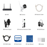 WS300 - Kit vidéo surveillance sans fil 2K à 8 canaux avec 4 caméras, Portée Wi-Fi de 300 m, Microphone intégré, Reconnaissance humaine, Fonctionne avec Alexa