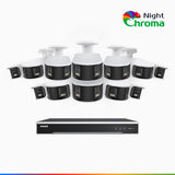NightChroma<sup>TM</sup> NDK800 – Kit de surveillance PoE Dual Lens 4K à 16 canaux avec 12 caméras, f/1.0 Super Aperture, Acme Color Night Vision, Active Siren and Strobe, Human & Vehicle Detection, Intelligent Behavior Analysis, Built-in Micphone