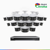 NightChroma<sup>TM</sup> NDK800 – Kit de surveillance PoE Dual Lens 4K à 16 canaux avec 16 caméras,  f/1.0 Super Aperture, Acme Color Night Vision, Active Siren and Strobe, Human & Vehicle Detection, Intelligent Behavior Analysis, Built-in Micphone