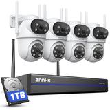 ANNKE 4MP Kit Caméra Surveillance WiFi Extérieure, 10CH 4K NVR et 1TB HDD, Double Objectif & Double Vue, 360° PTZ, Suivi Auto, Audio Bidirectionnel, Vision Nocturne Couleur, Enregistrement 24/7