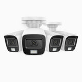 ADL500 - Lot de 4 Caméra de sécurité CCTV filaire à double lumière, f/1.2 Super Ouverture, signal de sortie 4-en-1, microphone intégré, IP67 résistant aux intempéries