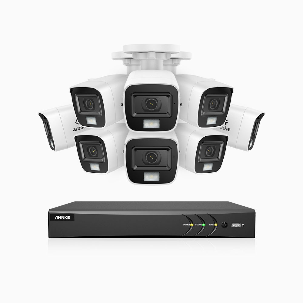 ADLK800 - Kit de surveillance CCTV filaire à double lumière 4K à 8 canaux avec 8 caméras, 3840x2160@20fps, f/1.6 Super Ouverture, signal de sortie 4-en-1, IP67