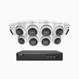 EL200 - Kit de surveillance filaire 1080p à 16 canaux avec 10 caméras, DVR intelligent avec détection humaine et véhicule, vision nocturne infrarouge de 66 pieds, signal de sortie 4-en-1, IP67