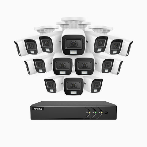 ADLK500 - Kit de surveillance filaire 3K à 16 canaux avec 16 caméras, f/1.2 Super Ouverture, signal de sortie 4-en-1, microphone intégré, IP67 résistant aux intempéries
