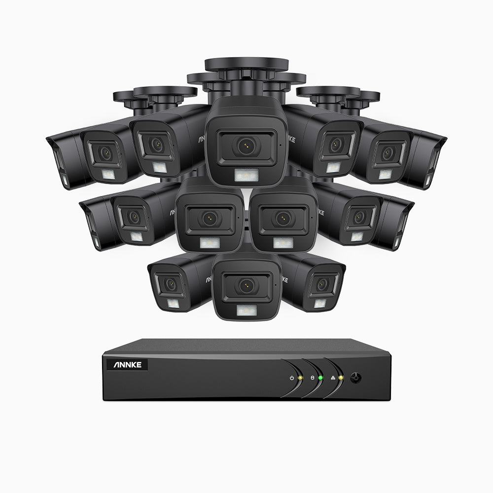 ADLK500 - Kit de surveillance filaire 3K à 16 canaux avec 16 caméras, f/1.2 Super Ouverture, signal de sortie 4-en-1, microphone intégré, IP67 résistant aux intempéries