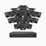 ADLK500 - Kit de surveillance filaire 3K à 16 canaux avec 16 caméras, f/1.2 Super Ouverture, signal de sortie 4-en-1, microphone intégré, IP67 résistant aux intempéries