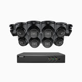 EL200 - Kit de surveillance filaire 1080p à 16 canaux avec 10 caméras, DVR intelligent avec détection humaine et véhicule, vision nocturne infrarouge de 66 pieds, signal de sortie 4-en-1, IP67