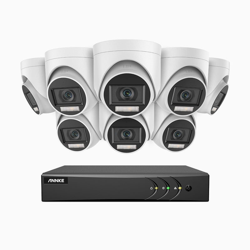 ADLK500 - Kit de surveillance filaire 3K à 8 canaux avec 8 caméras, f/1.2 Super Ouverture, signal de sortie 4-en-1, microphone intégré, IP67 résistant aux intempéries