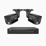 ADLK500 - Kit de surveillance filaire 3K à 8 canaux avec 2 caméras, f/1.2 Super Ouverture, signal de sortie 4-en-1, microphone intégré, IP67 résistant aux intempéries