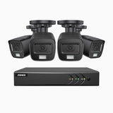 ADLK500 - Kit de surveillance filaire 3K à 8 canaux avec 4 caméras, f/1.2 Super Ouverture, signal de sortie 4-en-1, microphone intégré, IP67 résistant aux intempéries