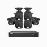 ADLK500 - Kit de surveillance filaire 3K à 8 canaux avec 6 caméras, f/1.2 Super Ouverture, signal de sortie 4-en-1, microphone intégré, IP67 résistant aux intempéries