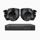 EL200 - Kit de surveillance filaire 1080p à 8 canaux avec 4 caméras, DVR intelligent avec détection humaine et véhicule, vision nocturne infrarouge de 66 pieds, signal de sortie 4-en-1, IP67