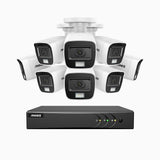 ADLK200 - Kit de surveillance filaire 1080p à 8 canaux avec 8 caméras, Vision Nocturne à deux Lumières, signal de sortie 4 en 1, microphone intégré, résistante aux intempéries IP67