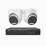 ADLK200 - Kit de surveillance filaire 1080p à 8 canaux avec 2 caméras, Vision Nocturne à deux Lumières, signal de sortie 4 en 1, microphone intégré, résistante aux intempéries IP67