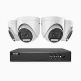 ADLK200 - Kit de surveillance filaire 1080p à 8 canaux avec 4 caméras, Vision Nocturne à deux Lumières, signal de sortie 4 en 1, microphone intégré, résistante aux intempéries IP67