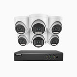 ADLK200 - Kit de surveillance filaire 1080p à 8 canaux avec 6 caméras, Vision Nocturne à deux Lumières, signal de sortie 4 en 1, microphone intégré, résistante aux intempéries IP67