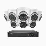 ADLK200 - Kit de surveillance filaire 1080p à 8 canaux avec 8 caméras, Vision Nocturne à deux Lumières, signal de sortie 4 en 1, microphone intégré, résistante aux intempéries IP67