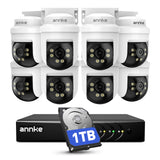 ANNKE 3K Système de Caméras de Surveillance Filaires Extérieur, 8X 3K PTZ Caméras avec Audio, 5MP Lite DVR  8 Canaux avec Détection IA des Personnes/Véhicules et 1TB HDD, Vision Nocturne IR 100ft