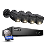 ANNKE 8CH DVR,4X 1080p Filaire Caméras Vision Nocturne en Couleur,500GB HDD, 5MP Lite DVR 8 Canaux, Domestique 24/7,4x2MP Caméras Kit de Surveillance Filaire avec Détection Personne/Véhicule, IP67