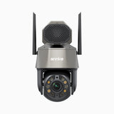 WZ520 - Caméra de Surveillance PTZ WiFi 3K, Zoom Optique 20x, Vision Nocturne à Double Lumière Intelligente, Détection AI des Humains, Rotation 270° & Inclinaison 90°, Audio Bidirectionnel, Stockage Cloud & Local Max. 128 Go, Compatible avec Alexa