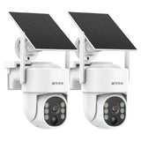 ANNKE 2.5K Caméra Surveillance WiFi Exterieure sans Fil Solaire avec Batterie 9000mAh, 360° PTZ, 5G/2.4 GHz WiFi, Détection PIR, Alarme Sonore/Lumière, Vision Nocturne Couleur, Audio 2 Voies, 2 Pièces