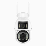 WCD1012 – Caméra de Surveillance PTZ extérieure WiFi sans fil 10MP UHD à double objectif, Vue Panoramique 360°, Zoom Optique 12X, Vision Nocturne Bicolore Intelligente, Audio Bidirectionnel, 270° Pan & 90° Tilt, Stockage Local jusqu’à 256 Go
