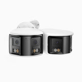 FCD600 - Lot de 2 Caméra de sécurité extérieure panoramique PoE 6MP, double objectif, ultra grand angle 180°, super ouverture f/1.2, capteur BSI, micro intégré, sirène et alarme actives