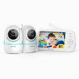 Tivona - Babyphone sans fil pour intérieur avec caméra 1080p HD, écran 5", audio bidirectionnel, VOX, détection de voix et température, rappel de repas, caméra panoramique 360° avec zoom 2×, batterie 5000mAh