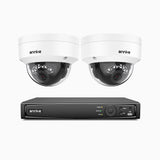 H500 - Kit de surveillance PoE 5MP à 4 canaux avec 2 caméras, Vision nocturne intelligente à double éclairage, 3072 × 1728 à 20 ips, détection intelligente des personnes et des véhicules, microphone intégré, IP67