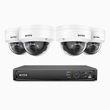 H500 - Kit de surveillance PoE 5MP à 4 canaux avec 4 caméras, Vision nocturne intelligente à double éclairage, 3072 × 1728 à 20 ips, détection intelligente des personnes et des véhicules, microphone intégré, IP67