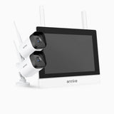 WTL500 - Kit vidéo surveillance sans fil 5MP avec écran 12", NVR 4 canaux et 2 caméras, vision nocturne EXIR, audio bidirectionnel, compatible Alexa, IP66