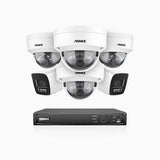 H800 - Kit de surveillance PoE 4K à 16 canaux avec 2 caméras bullet et 4 caméras dôme, anti-vandalisme IK10, vision nocturne en couleur et infrarouge, Détection Personne-Véhicule, Microphone intégré, Champ de vision de 96°, RTSP et ONVIF pris en charge