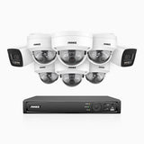 H800 - Kit de surveillance PoE 4K à 16 canaux avec 2 caméras bullet et 6 caméras dôme, anti-vandalisme IK10, vision nocturne en couleur et infrarouge, Détection Personne-Véhicule, Microphone intégré, Champ de vision de 96°, RTSP et ONVIF pris en charge