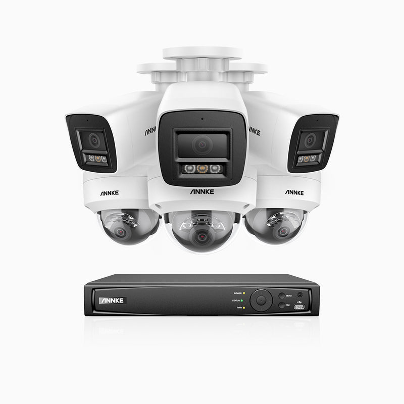 H800 - Kit de surveillance PoE 4K à 16 canaux avec 3 caméras bullet et 3 caméras dôme, anti-vandalisme IK10, vision nocturne en couleur et infrarouge, Détection Personne-Véhicule, Microphone intégré, Champ de vision de 96°, RTSP et ONVIF pris en charge