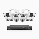 H800 - Kit de surveillance PoE 4K à 16 canaux avec 4 caméras bullet et 8 caméras dôme, anti-vandalisme IK10, vision nocturne en couleur et infrarouge, Détection Personne-Véhicule, Microphone intégré, Champ de vision de 96°, RTSP et ONVIF pris en charge