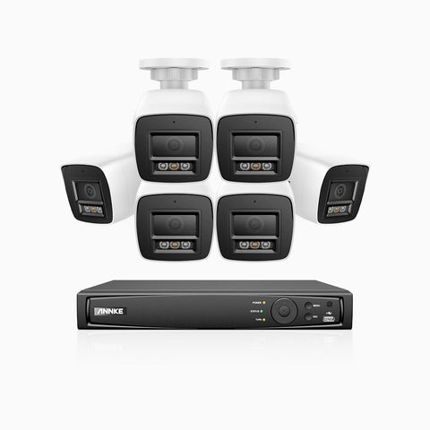 H800 - Kit de surveillance PoE 4K à 16 canaux avec 6 caméras, vision nocturne en couleur et infrarouge, Détection Personne-Véhicule, Microphone intégré, Champ de vision de 96°, RTSP et ONVIF pris en charge