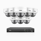 H1200 -  Kit de surveillance PoE 4K 12MP à 8 canaux avec 8 caméras, vision nocturne couleur et IR, détection humaine et véhiculaire, H.265+, microphone intégré, stockage local maximal de 512 Go, IP67