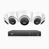 H800 - Kit de surveillance PoE 4K à 8 canaux avec 5 caméras, vision nocturne en couleur et infrarouge, Détection Personne-Véhicule, Microphone intégré, Champ de vision de 96°, RTSP et ONVIF pris en charge