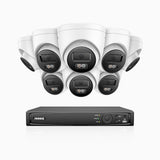 H800 - Kit de surveillance PoE 4K à 8 canaux avec 8 caméras, vision nocturne en couleur et infrarouge, Détection Personne-Véhicule, Microphone intégré, Champ de vision de 96°, RTSP et ONVIF pris en charge