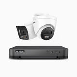 H800 - Kit de surveillance PoE 4K à 8 canaux avec 1 caméra bullet et 1 caméra tourelle, vision nocturne en couleur et infrarouge, Détection Personne-Véhicule,Microphone intégré, Champ de vision de 96°, RTSP et ONVIF pris en charge
