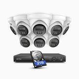 NeuTracis - Kit de surveillance PoE 4K avec recherche vidéo par IA, comprenant 4 caméras 8MP et un NVR 8 canaux, disque dur de 2 To, vision nocturne couleur et infrarouge, détection intelligente 2.0, enregistrement 24h/24 et 7j/7, métal
