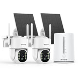 ANNKE 4MP Camera Surveillance WiFi Exterieure sans Fil Solaire, 2 Kit Caméra avec HomeBase, 64 GB Stockage Local, Vision Nocturne Couleur, 360° Panoramique, Détection Mouvement, Alarme, 2.4/5Ghz WiFi